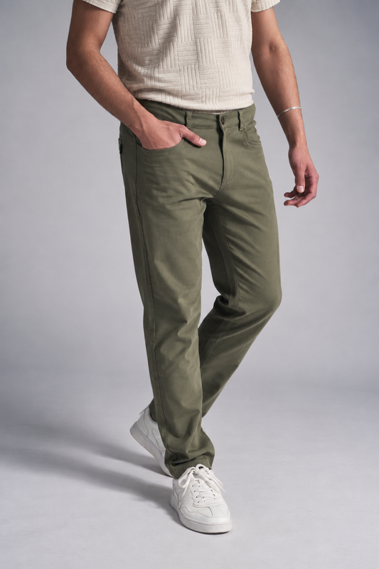 Plus Pantalon Canvas Liso Keele Verde Militar