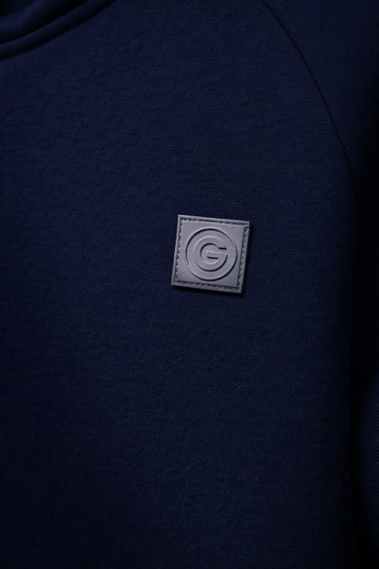 Polerón Hoodie Fleece Base Azul Marino