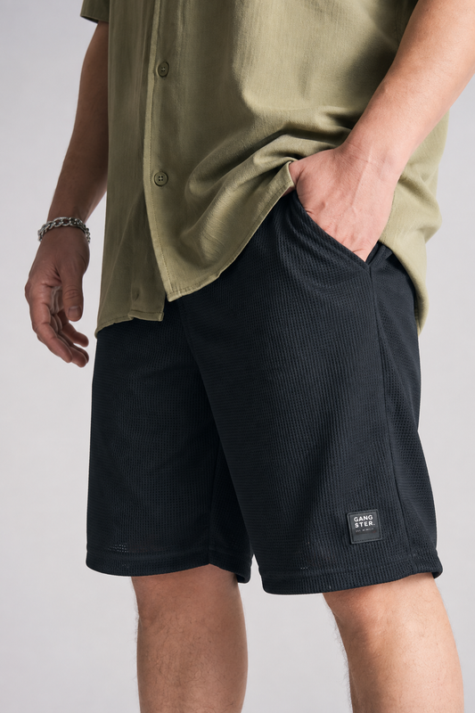 Short Bermuda Jogger Liso Loose Negro Gangster