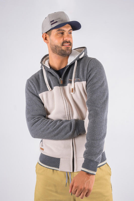 Polerón Full Zipper Fleece Cord Gris Gangster