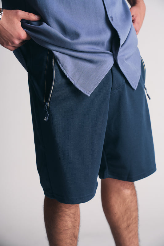 Short Bermuda Jogger Liso Comfort Azul Gangster