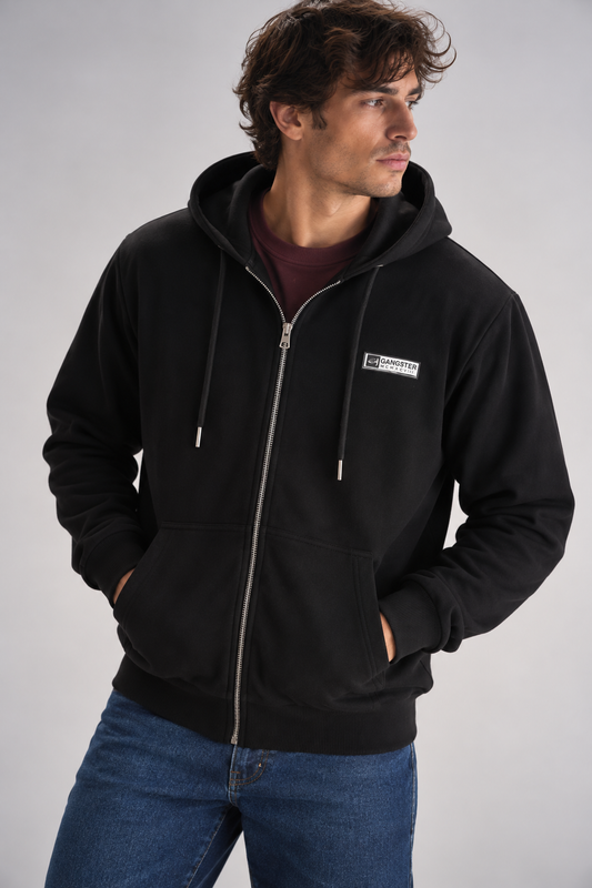 Plus Poleron Fullziper Fleece Logan Negro