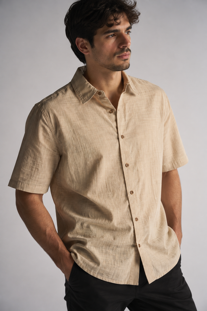 Camisa Mc Algodón Imbe Cafe Gangster